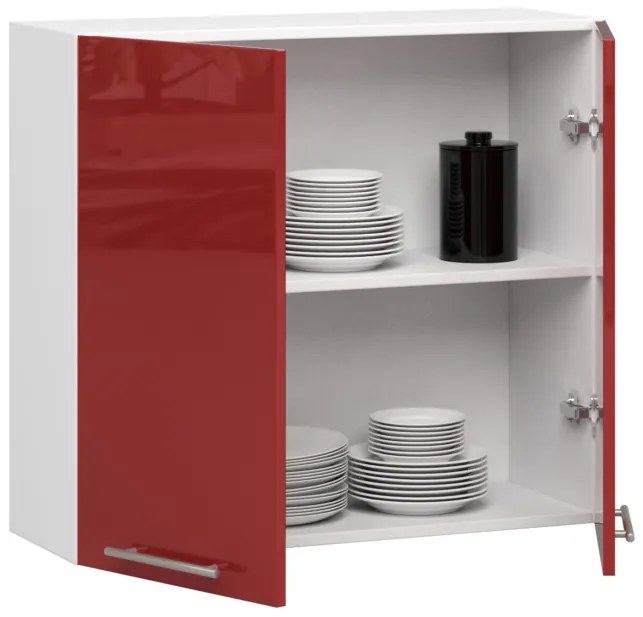 Horná kuchynská skrinka OLIWIA W 80 H720 biela / červená, lesk