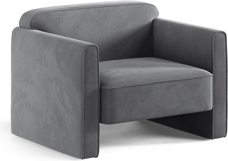 Sivé zamatové kreslo Abby – Micadoni