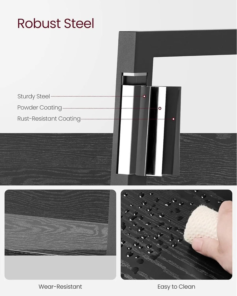 Rebríková polica, 5-úrovňový úzky regál, čierny