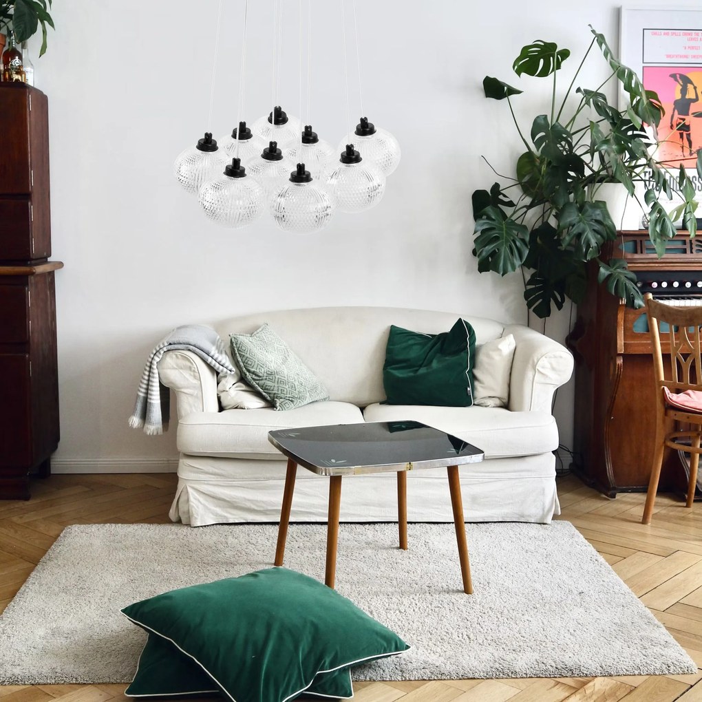 Toolight Toolight, závesné svietidlo 9xG9, MS022-9CP, čierna, OSW-09637