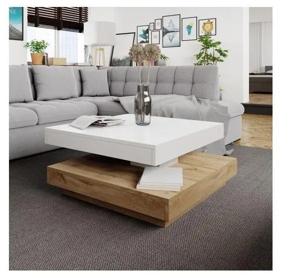 Konferenčný stolík NENANI 34x70 cm biela/dub wotan