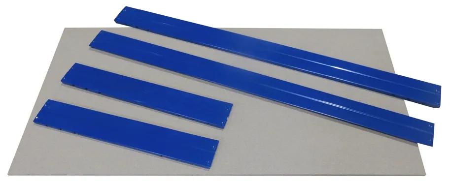 Majster Regál Bezskrutkový kovový regál s HDF policou – extra polica 90x45cm, 200kg na policu, modrá farba