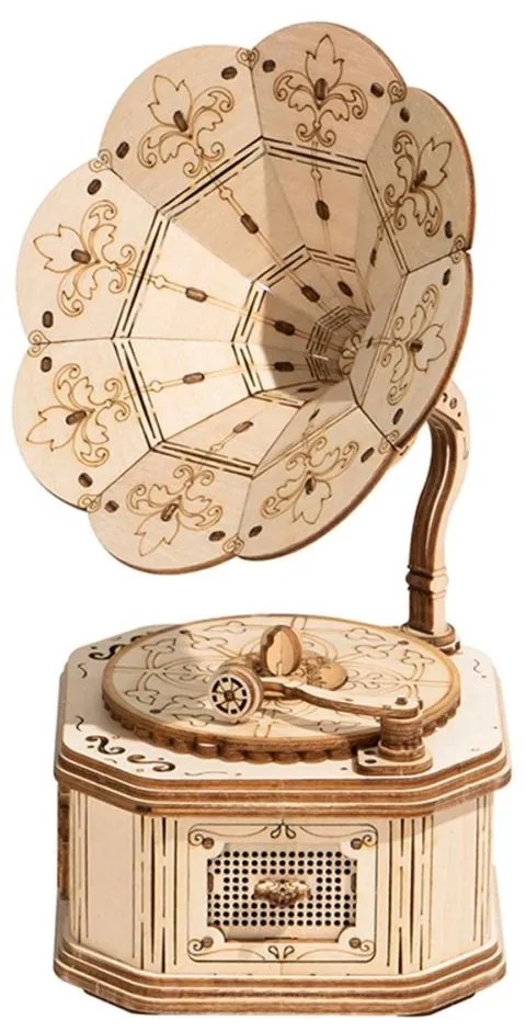 Robotime 3D drevené puzzle Gramofon 122 ks
