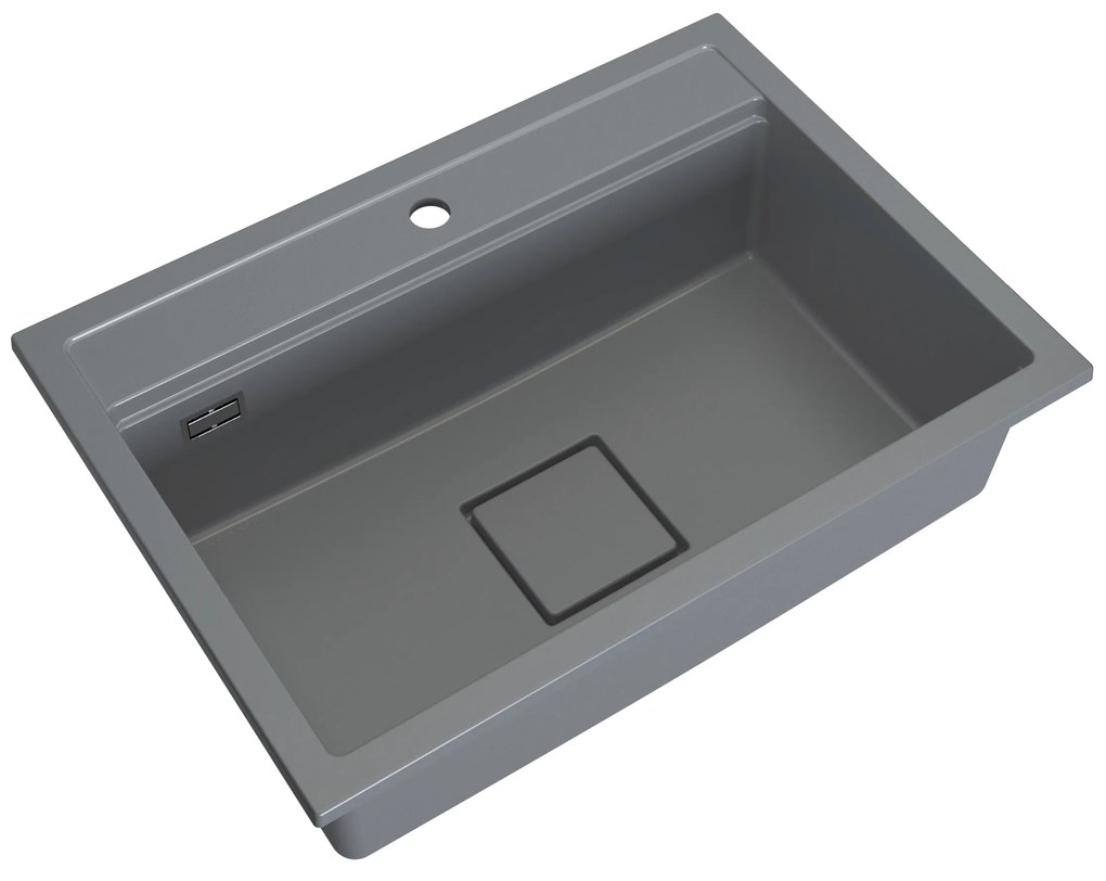 Gamma Quadro 7050, 1-komorový granitový drez 700x500x220 mm, šedá, GMA-ZLE000240