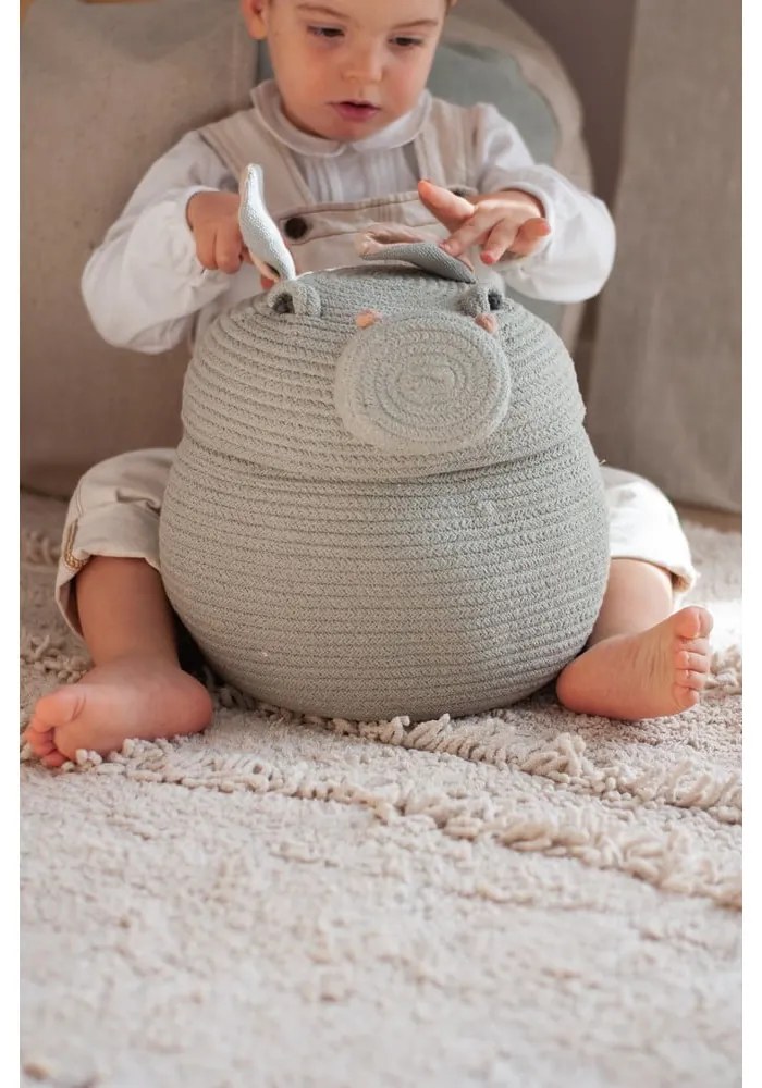 Svetlosivý látkový detský kôš na hračky ø 25x30 cm Henry the Hippo – Lorena Canals