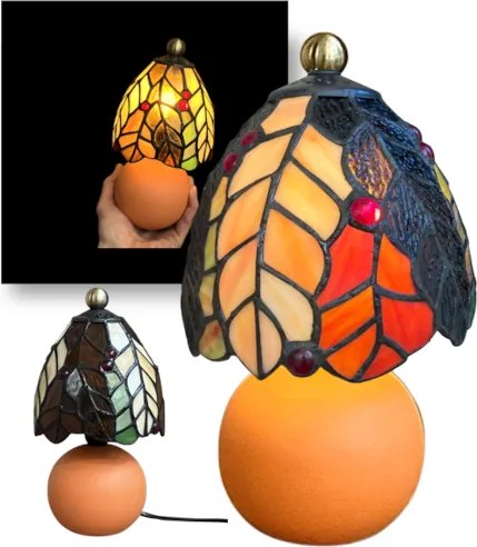 Nočná lampa Tiffany ORANGE vitráž FLORA 23*Ø12 1*E14