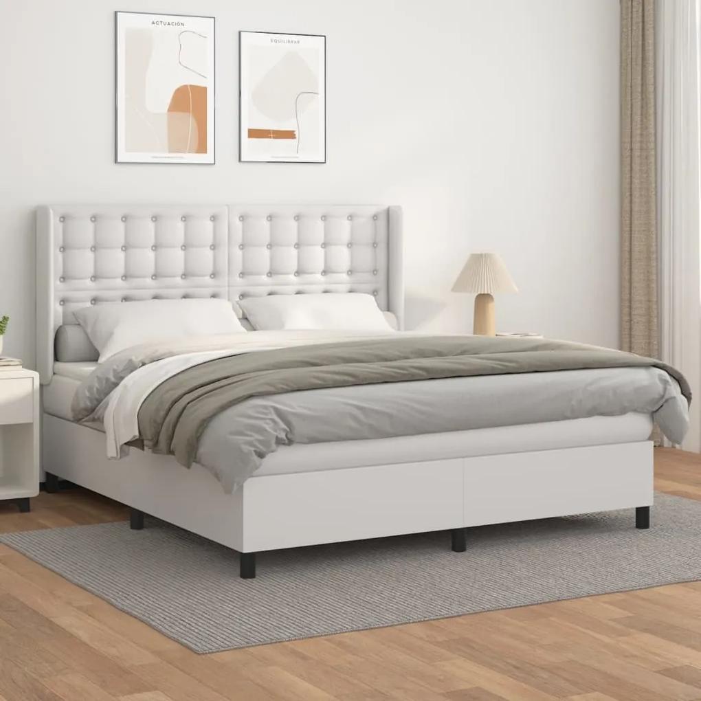 Boxspring posteľ s matracom biela 180x200 cm umelá koža 3132514