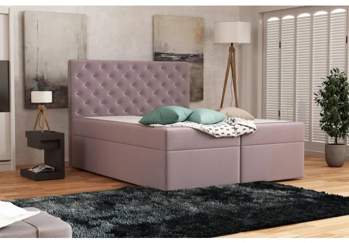 Elegantná čalúnená posteľ 160x200 ALLEFFRA - ružová 2