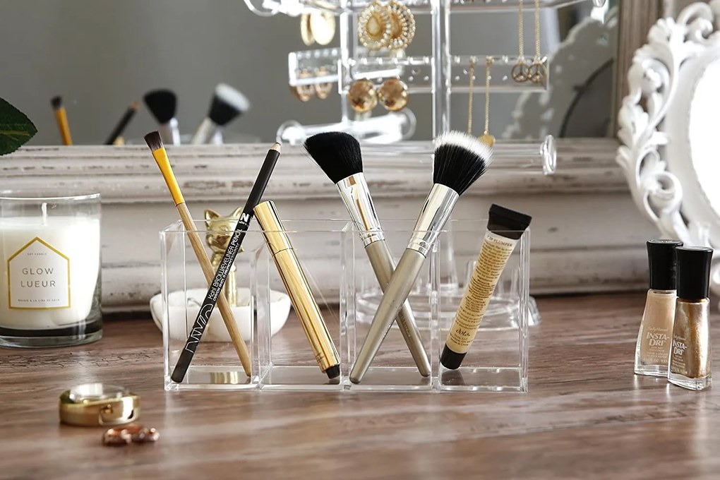 5Five® Transparentný box, 4 priehradky na stojace predmety, SELENA