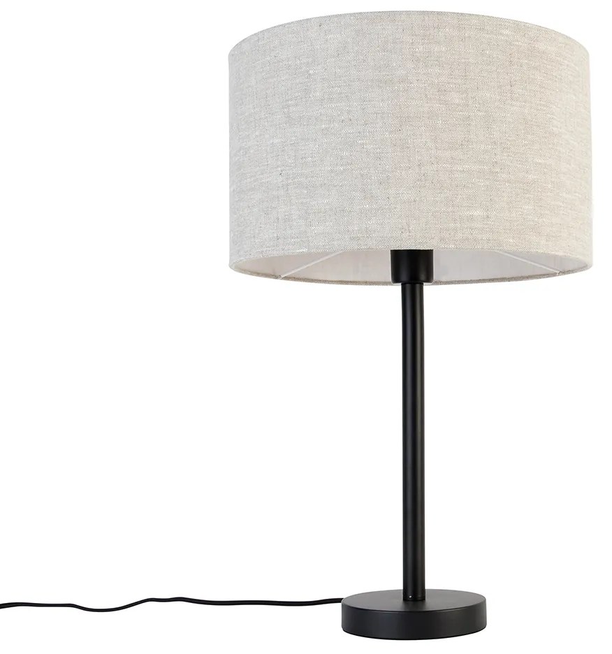 Moderná stolná lampa čierna s tienidlom z bouclé svetlosivej 35 cm - Simplo