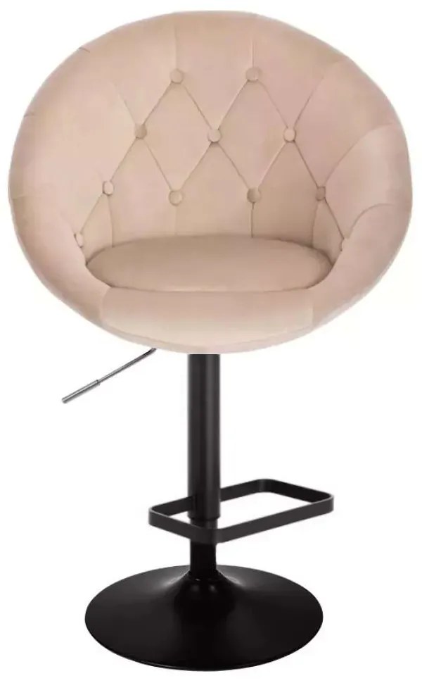 LuxuryForm DESIGN Barová stolička VERA VELUR na čiernom tanieri - latte