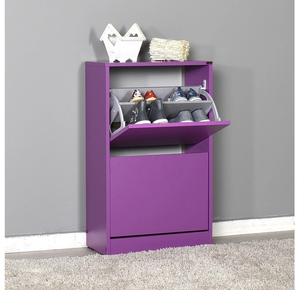 Botník (skrinka na topánky) Tosina 2 (fialová). Akcia -15%. Vlastná spoľahlivá doprava až k Vám domov. 1094565