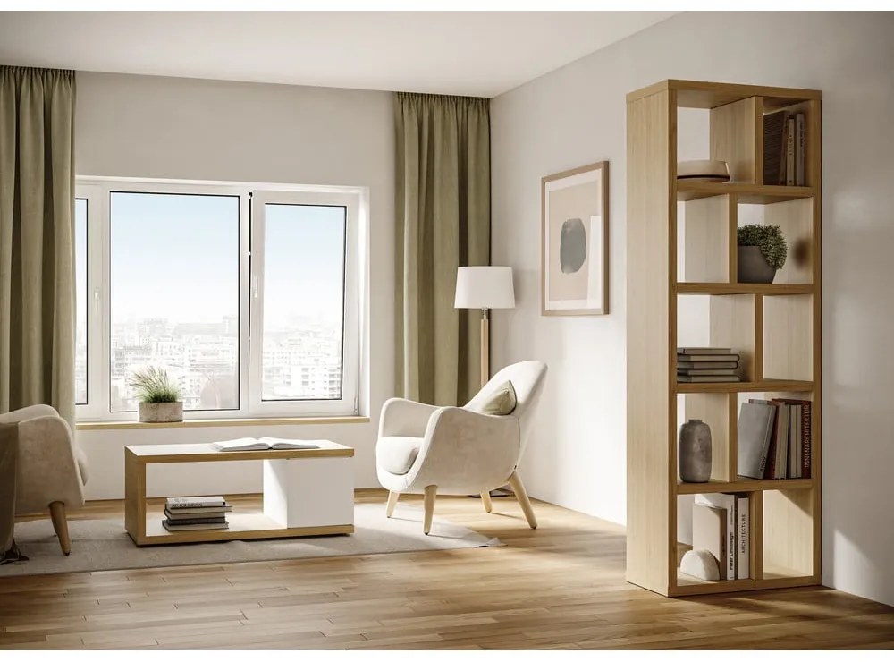 Knižnica v dekore duba v prírodnej farbe 70x198 cm Berlin – TemaHome
