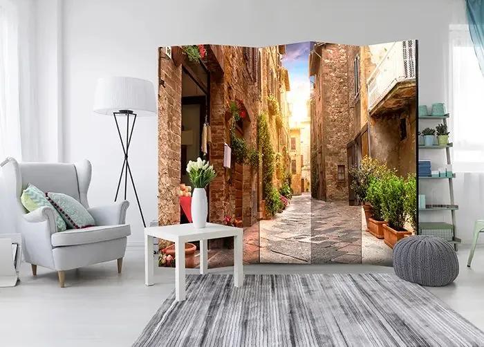 Paraván - Colourful Street in Tuscany II [Room Dividers] Veľkosť: 225x172, Verzia: Jednostranný