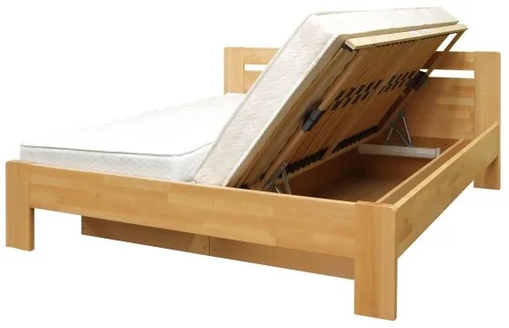 Dvojlôžková posteľ s roštom a úložným priestorom z masívu AMARA 180x200 cm buk