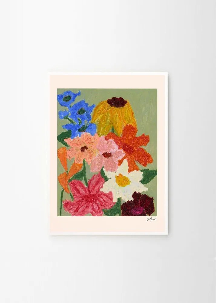 Plagát 50x70 cm Flowers on Sage Green – Carla Llanos – The Poster Club