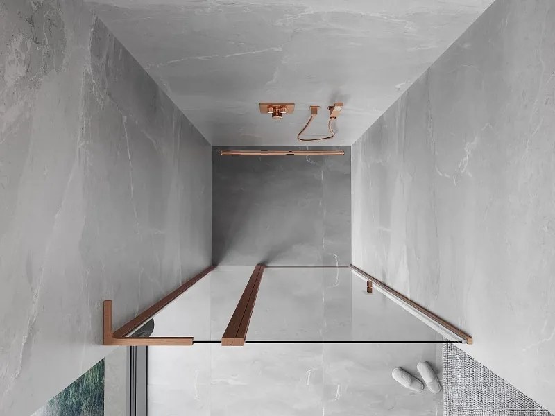 Mexen, Mexen Mist L Otočné sprchové dvere 105 cm, transparentné, brúsená meď - 8A4L-105-000-65-00