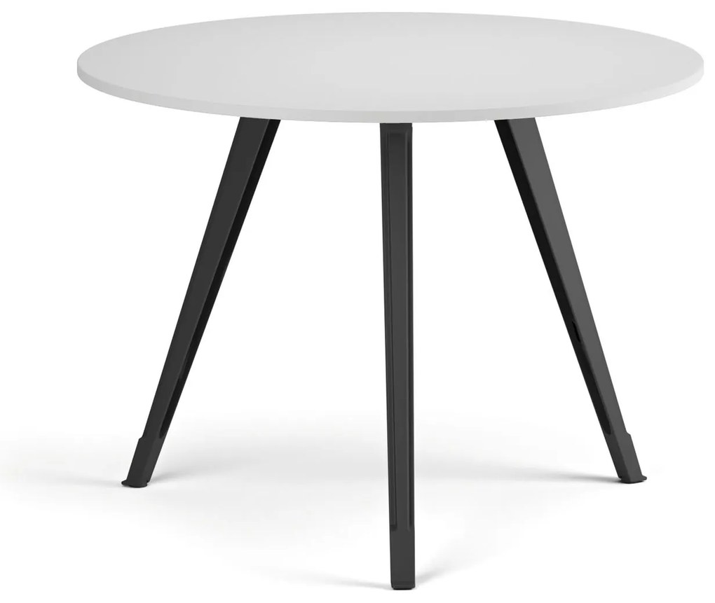 Konferenčný stôl PRIMO ZEN, priemer 100 cm, čierna podnož, biela
