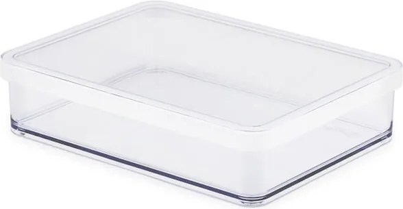 Hranatá plastová dóza na potraviny LOFT biela 1 l nízka