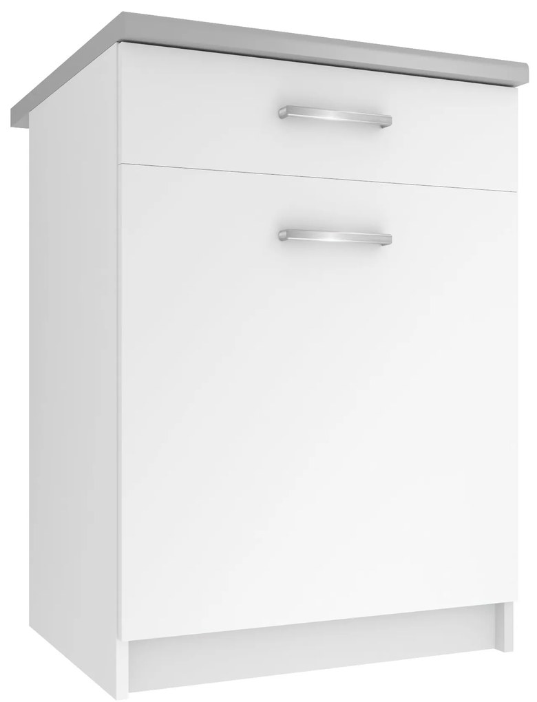 Kuchynská skrinka Belini spodná so zásuvkami 60 cm biely mat  s pracovnou doskou  TOR SDSZ1-60/0/WT/WT/0/E