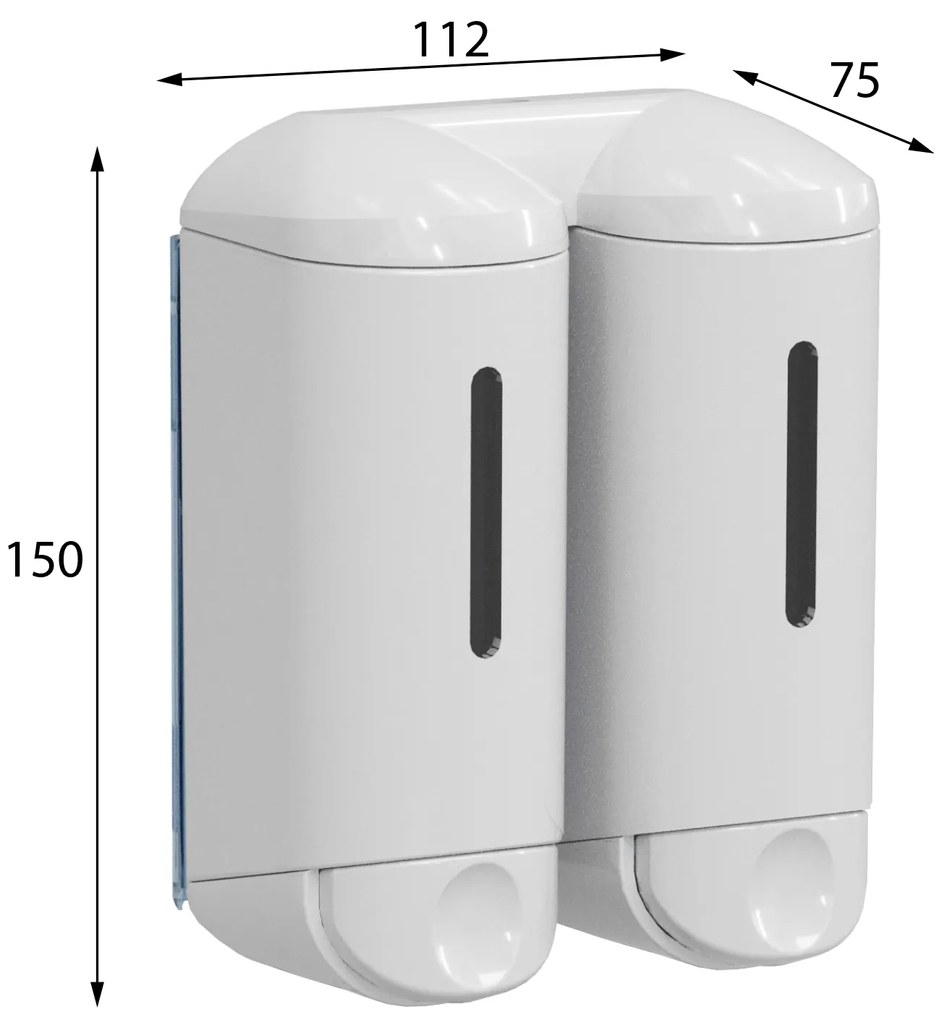 MARPLAST MARPLAST, SHOWER SMALL dvojitý dávkovač tekutého mydla, 2x170ml, biela, A94601