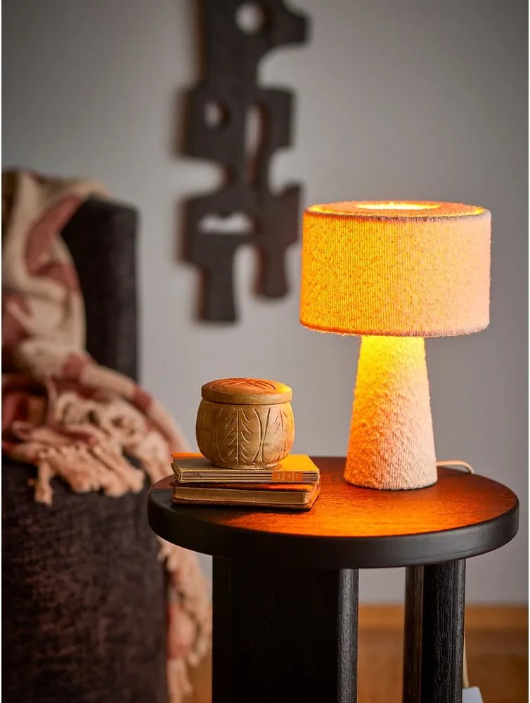 Biela stolová lampa s textilným tienidlom (výška 30 cm) Emmie – Bloomingville