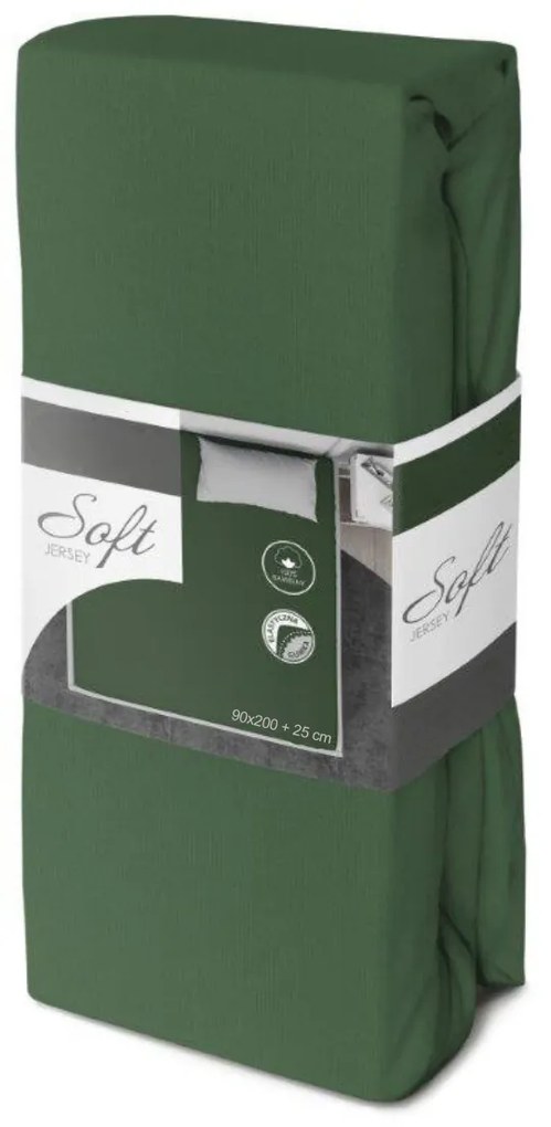 Bavlněné Jersey prostěradlo SOFT 90x200 cm + 25 cm zelené