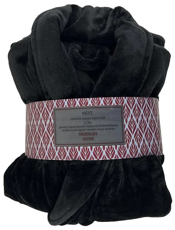 Župan Nest Super Soft čierna L/XL Merkury Home