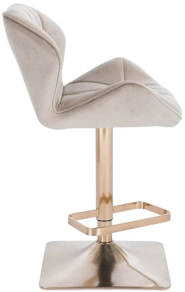 LuxuryForm DESIGN Barová stolička MILANO VELUR na zlatej hranatej podstave - latte
