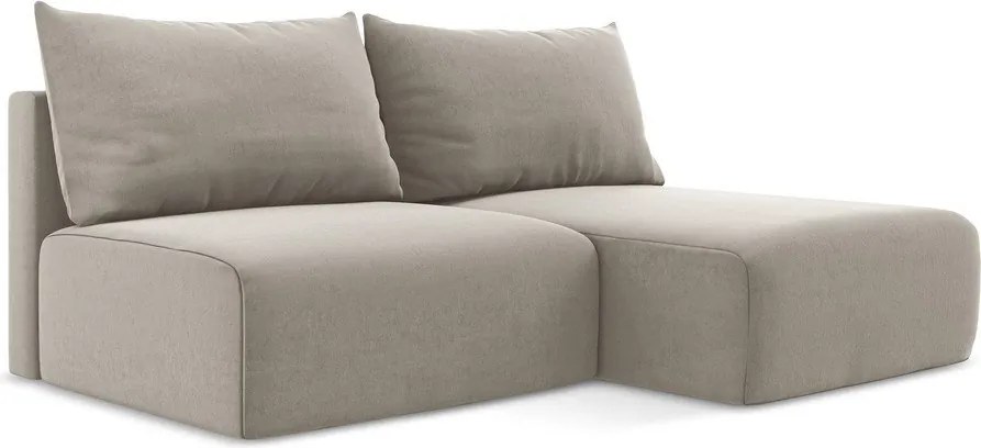 Taupe zamatová rozkladacia/s úložným priestorom rohová pohovka (pravý roh/s leňoškou) Kalena – Makamii