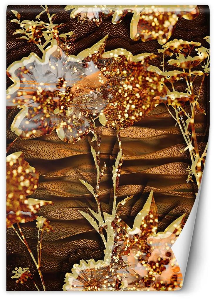 Gario Fototapeta Zlatý brokát kvety Materiál: Vliesová, Rozmery: 100 x 140 cm