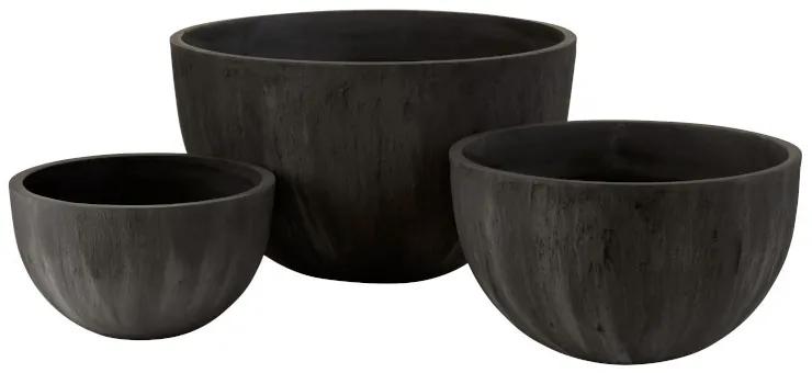 Sada troch čiernych keramických kvetináčov - 61*61*37,5 cm