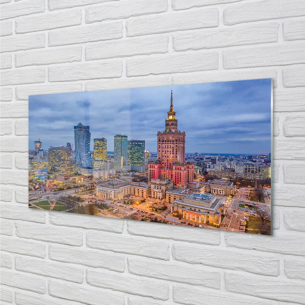 Nástenný panel  Warsaw Panorama západu slnka 120x60 cm