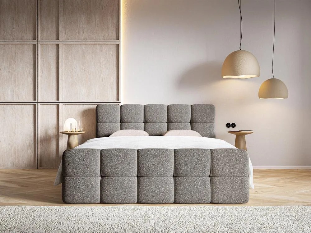 Manželská kontinentálna posteľ 160 cm Cirsten 160C (s roštom a matracom) (s úl. priestorom) (sivá). Akcia -18%. Vlastná spoľahlivá doprava až k Vám domov. 1100159