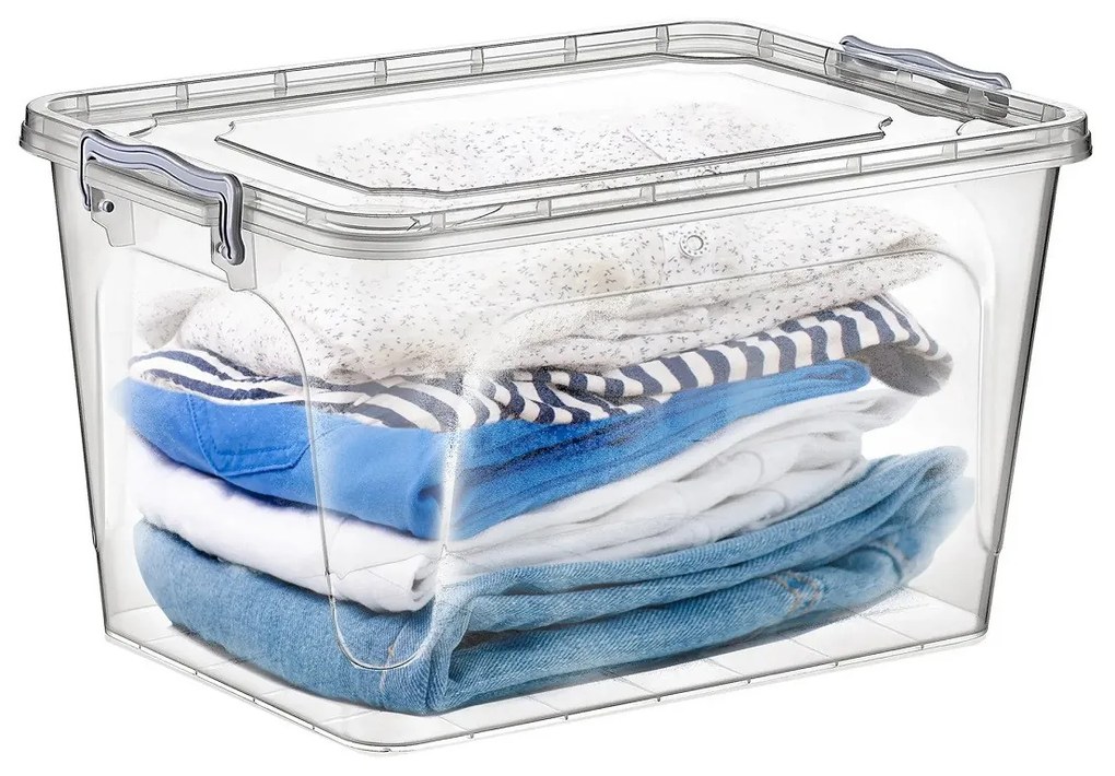 Orion Transparentný úložný box s vekom, UHO, obdĺžnikový nízky box 10l, 41x28x14cm