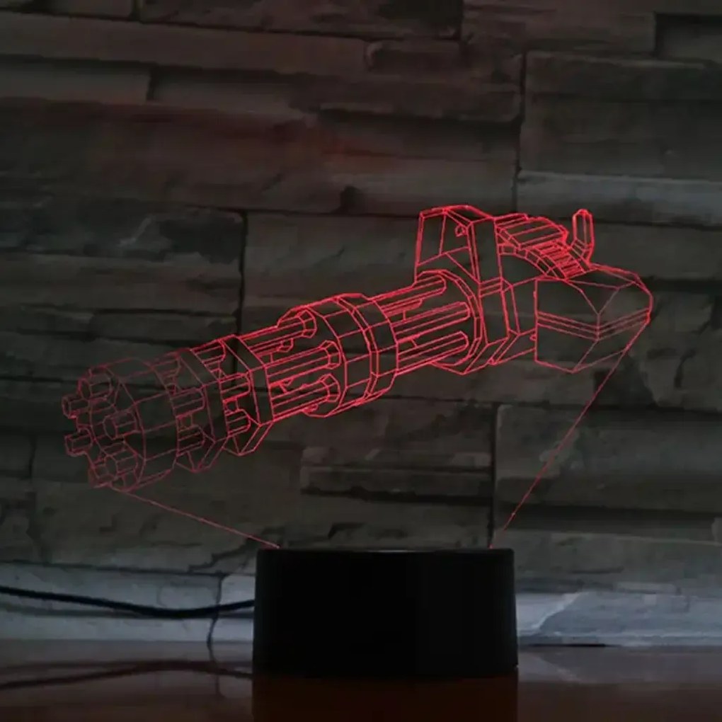 3Dmix 3DL-WD026 – 3D LED nočná lampa - Minigun (Wood)