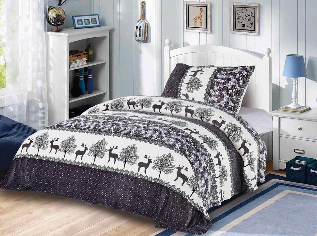 Mikroplyšové obliečky Vianoční soby sivé