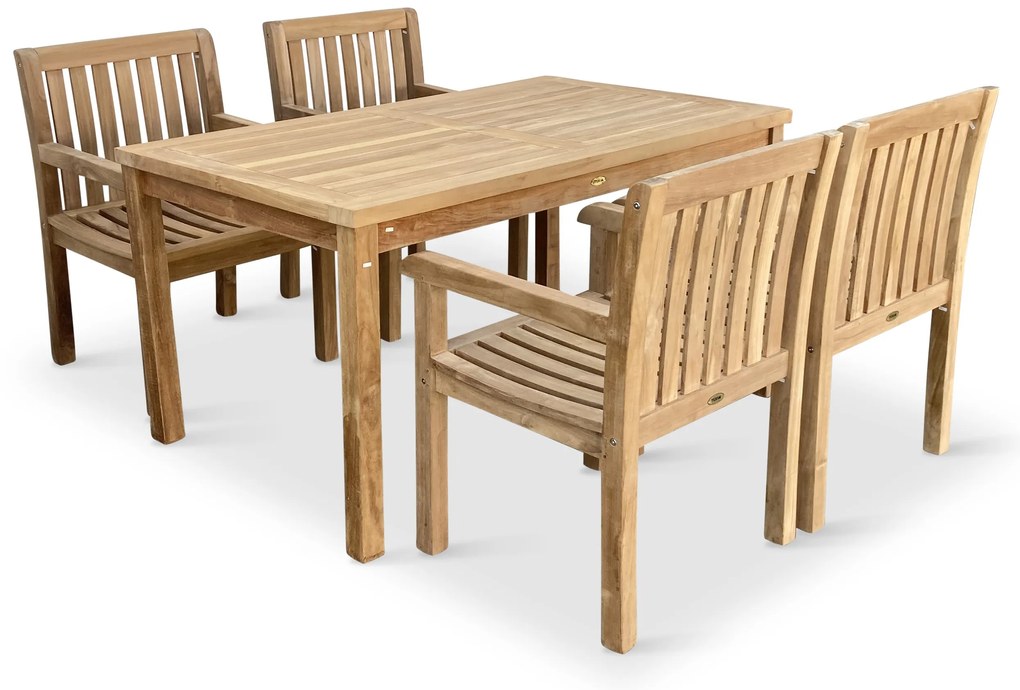Noela Záhradný teakový set Garden I + 4x kreslo Kingsbury