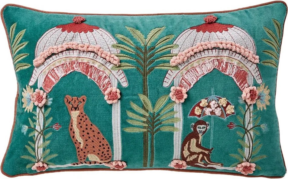 BOHEMIAN Vankúš India 50 x 30 cm - tyrkysová