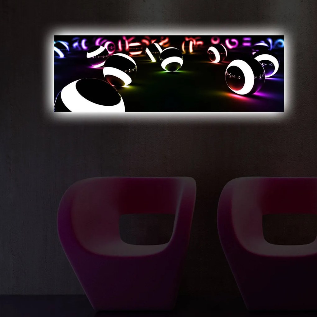 Obraz s LED osvetlením Svietiaca guľa 90x30 cm