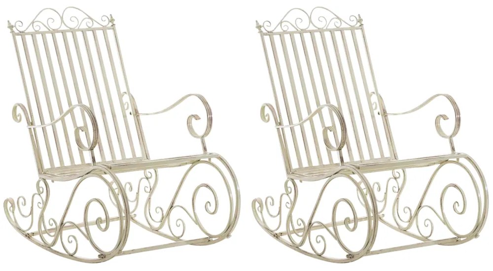 Kovové hojdacie kreslo Smile (SET 2 ks) - Krémová antik