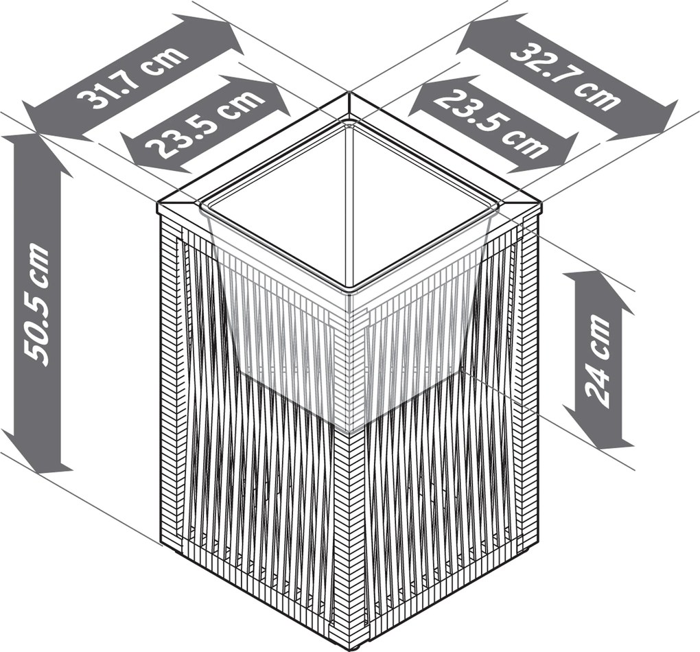 Kvetináč s textilným výpletom