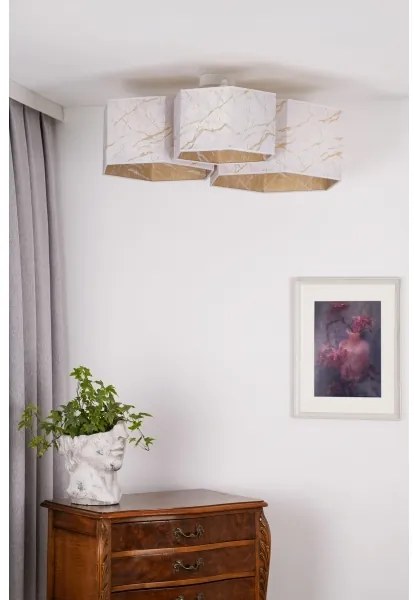 Duolla - Prisadený luster ROLLER TRIO HEX 3xE27/15W/230V biela/zlatá