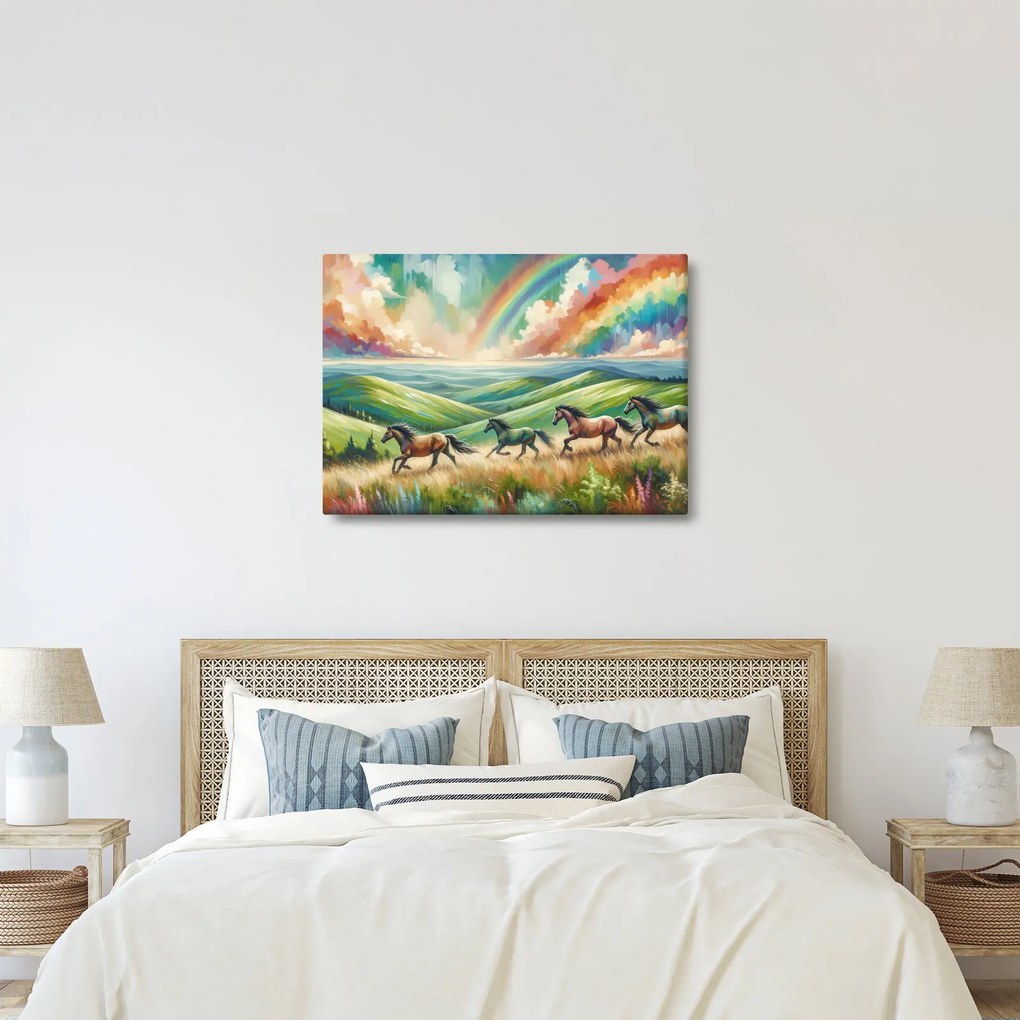 Obraz – Kone cválajúce krajinou (70x50 cm)