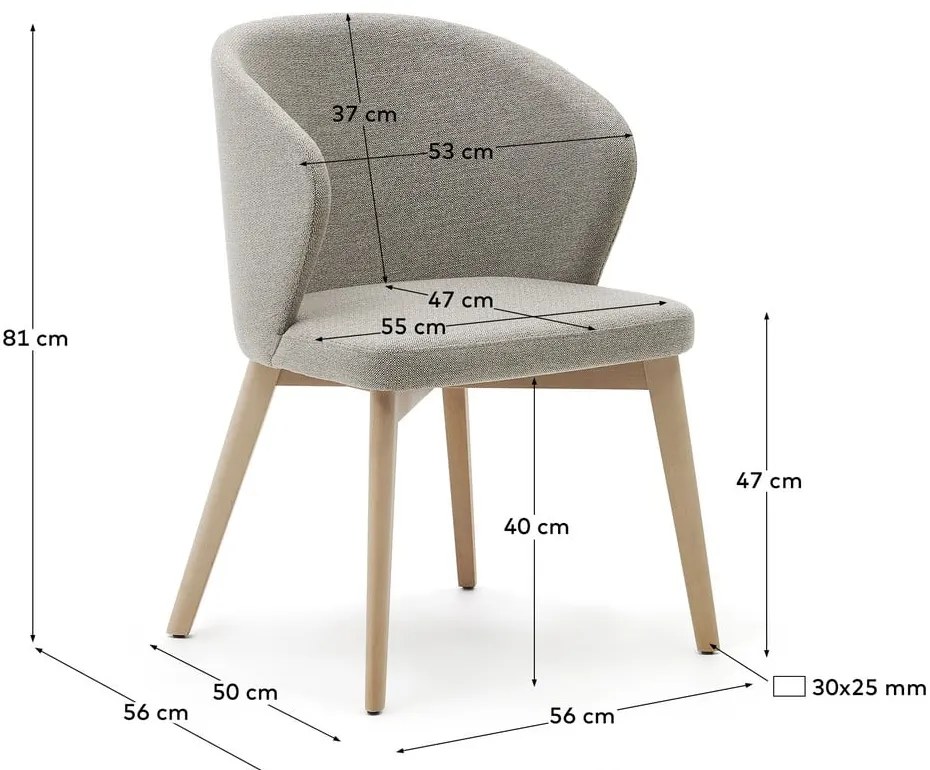 Béžové čalúnené jedálenské kreslo Darice – Kave Home