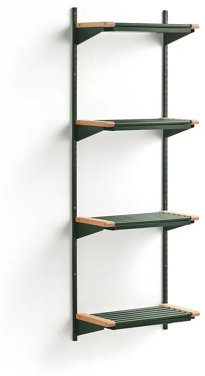 Regál na topánky JEPPE so 4 policami, základná sekcia, 1790x600x310 mm, zelená/breza