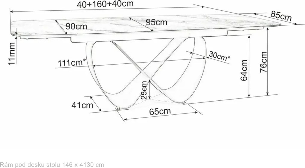 Rozkladací jedálenský stôl Infinity 160/240 cm biely mramor/čierny
