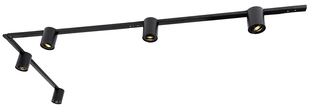 Moderný 1-fázový koľajnicový systém s 5 reflektormi čierny - Rondoo Up