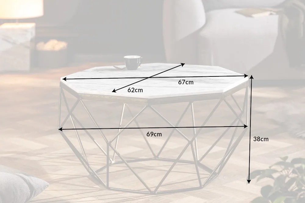 Konferenčný stolík Diamond 70cm mramor biely