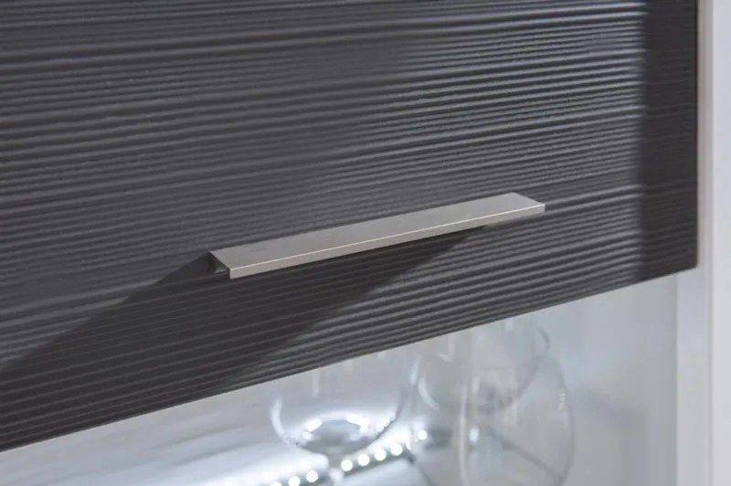 Obývacia stena Caracas kombi 333, grafit/biely lesk, s osvetlením